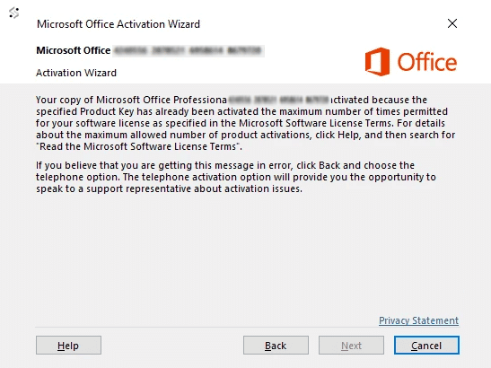 Activation screen — go back to this screen
