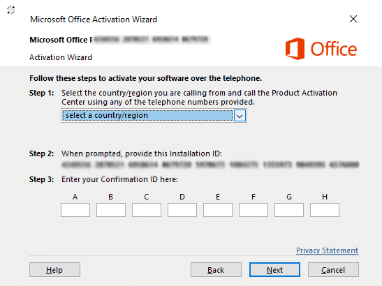Choose phone activation and select your country